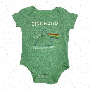 Baby Pink Floyd Green Prism Rainbow Album Art Infant Bodysuit Size 6-9 Months